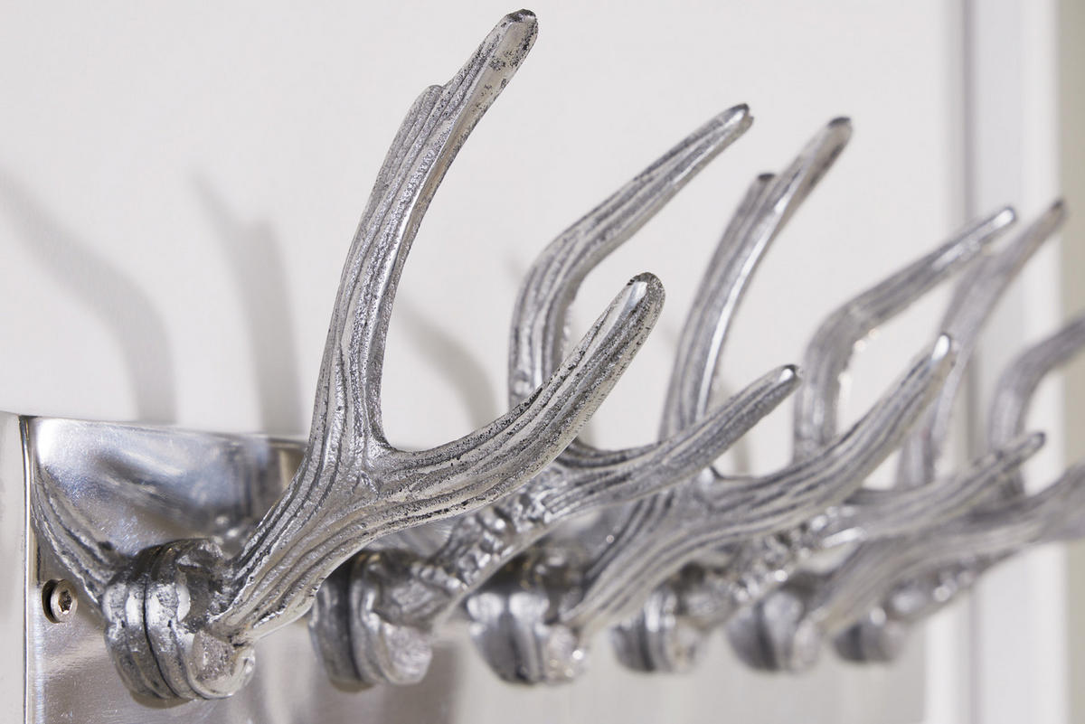 GARDEROBE DEER Metall Silber 50 cm - Silberfarben, Metall (50/15/8cm) - riess-ambiente