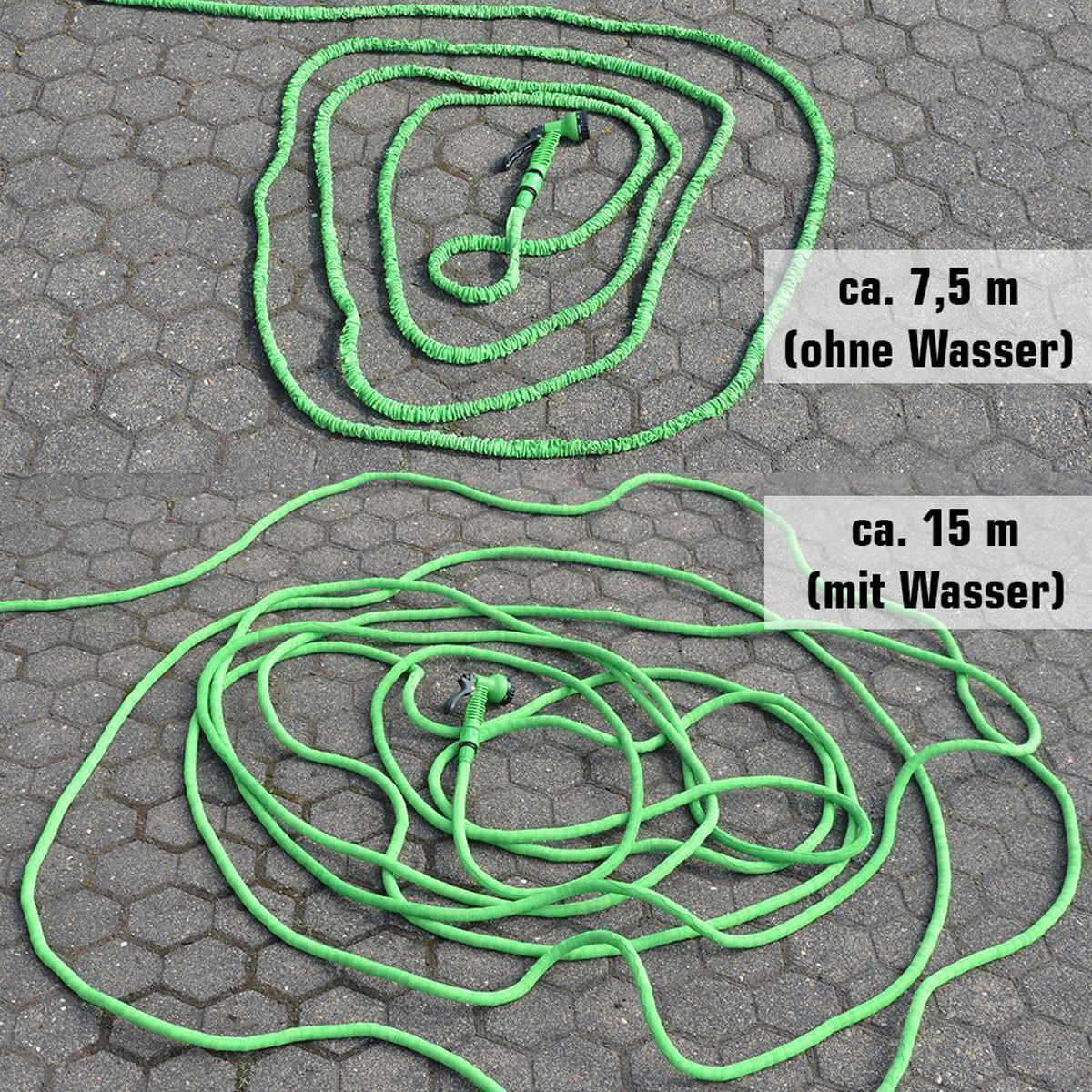 FLEX-GARTENSCHLAUCH 22,5m inkl. 7fach Multifunktions-Sprühkopf - Grün, Kunststoff (2250cm) - eyepower