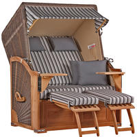 STRANDKORB SEEBLICK 2 Sitzer Teak - Braun/Grau, Metall (125/170/80cm) - Mr. Deko