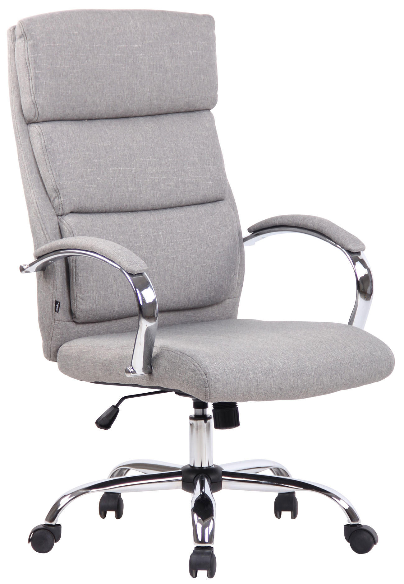 CHEFSESSEL Stoff grau - Chromfarben/Grau, Textil/Metall (64/112/70cm) - CLP