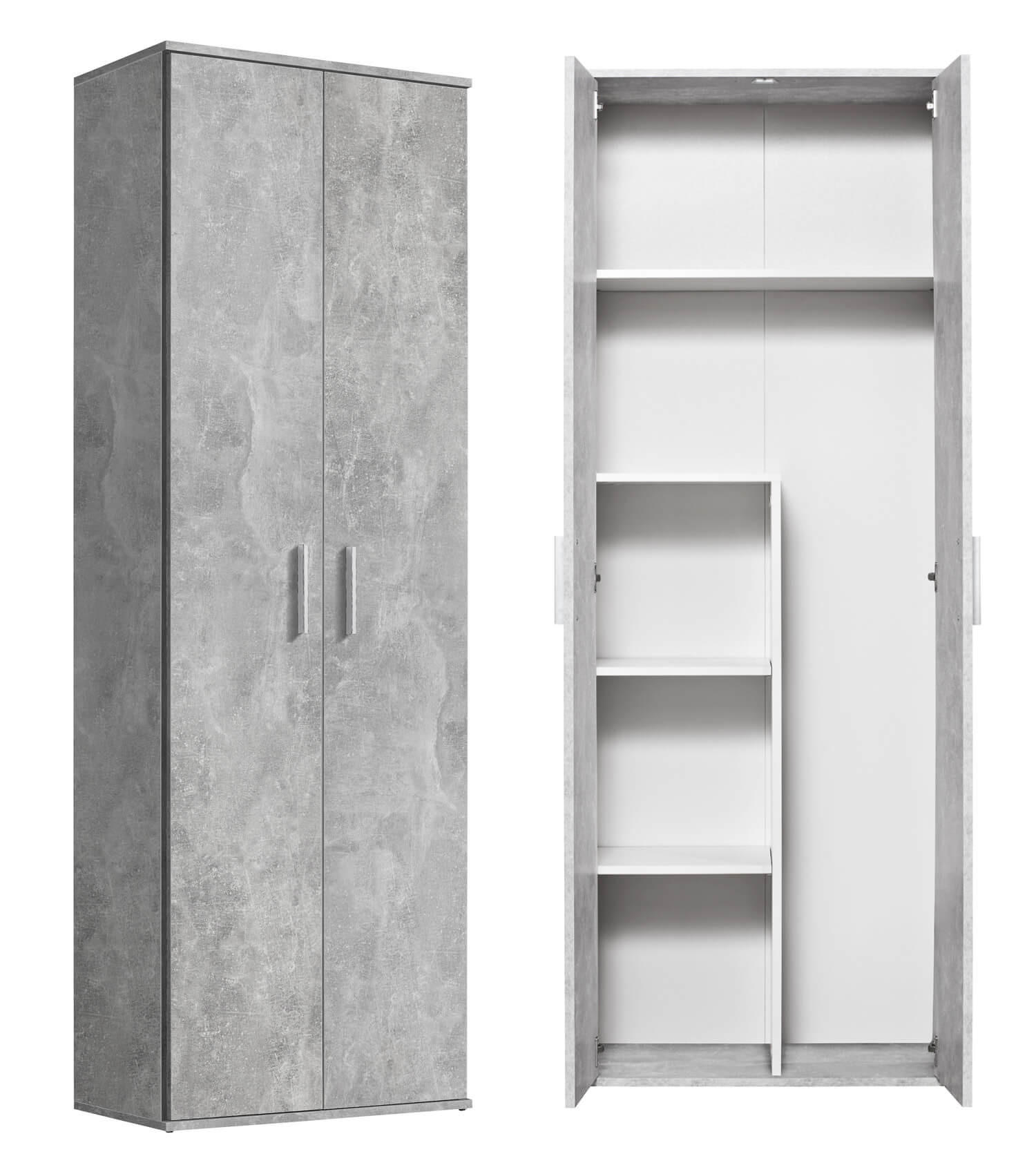 BESENSCHRANK Der Lange - Hellgrau/Weiß, Holzwerkstoff (60/180/34cm) - Mokebo