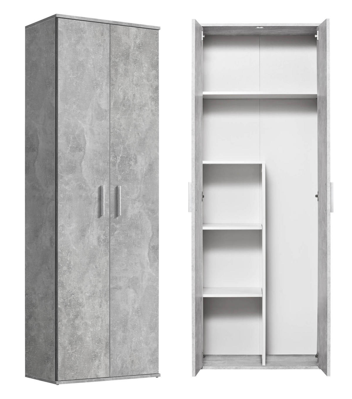 BESENSCHRANK Der Lange - Hellgrau/Weiß, Holzwerkstoff (60/180/34cm) - Mokebo