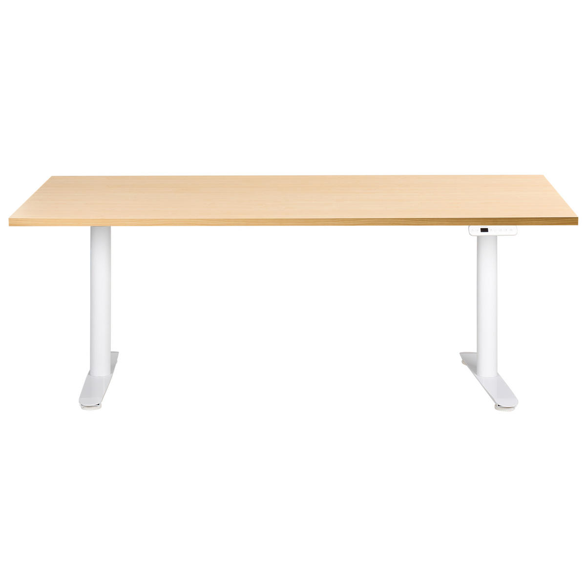 SCHREIBTISCH elektrisch höhenverstellbar 180/72 cm Hellbraun/Weiß Destinas - Hellbraun/Braun, Holzwerkstoff/Metall (72/180/67cm) - Beliani