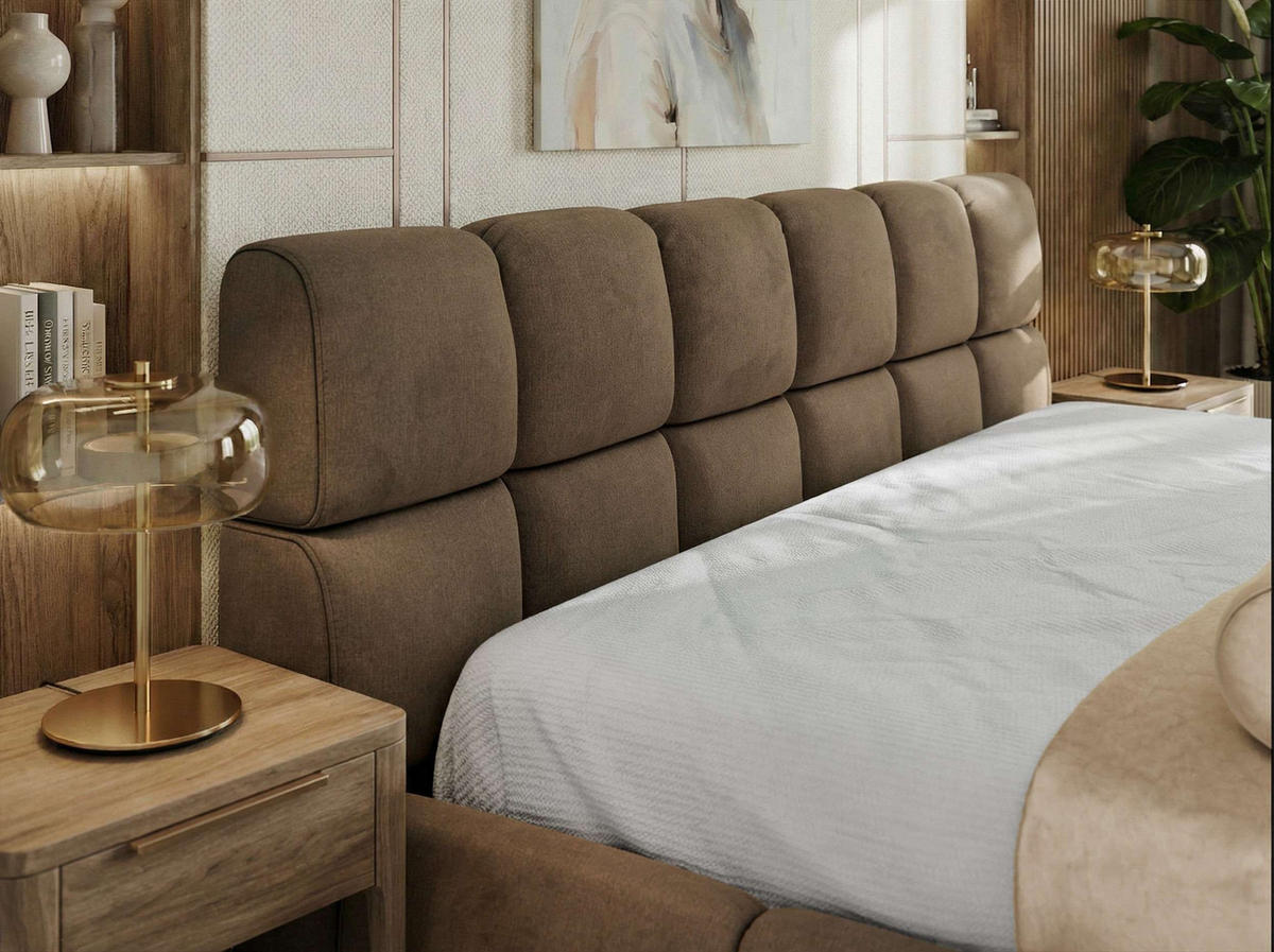 POLSTERBETT NIRA CLASSIC 200/200 - Braun Velvet - Schaum-Matratze - Braun, Textil (200/200cm) - MKS