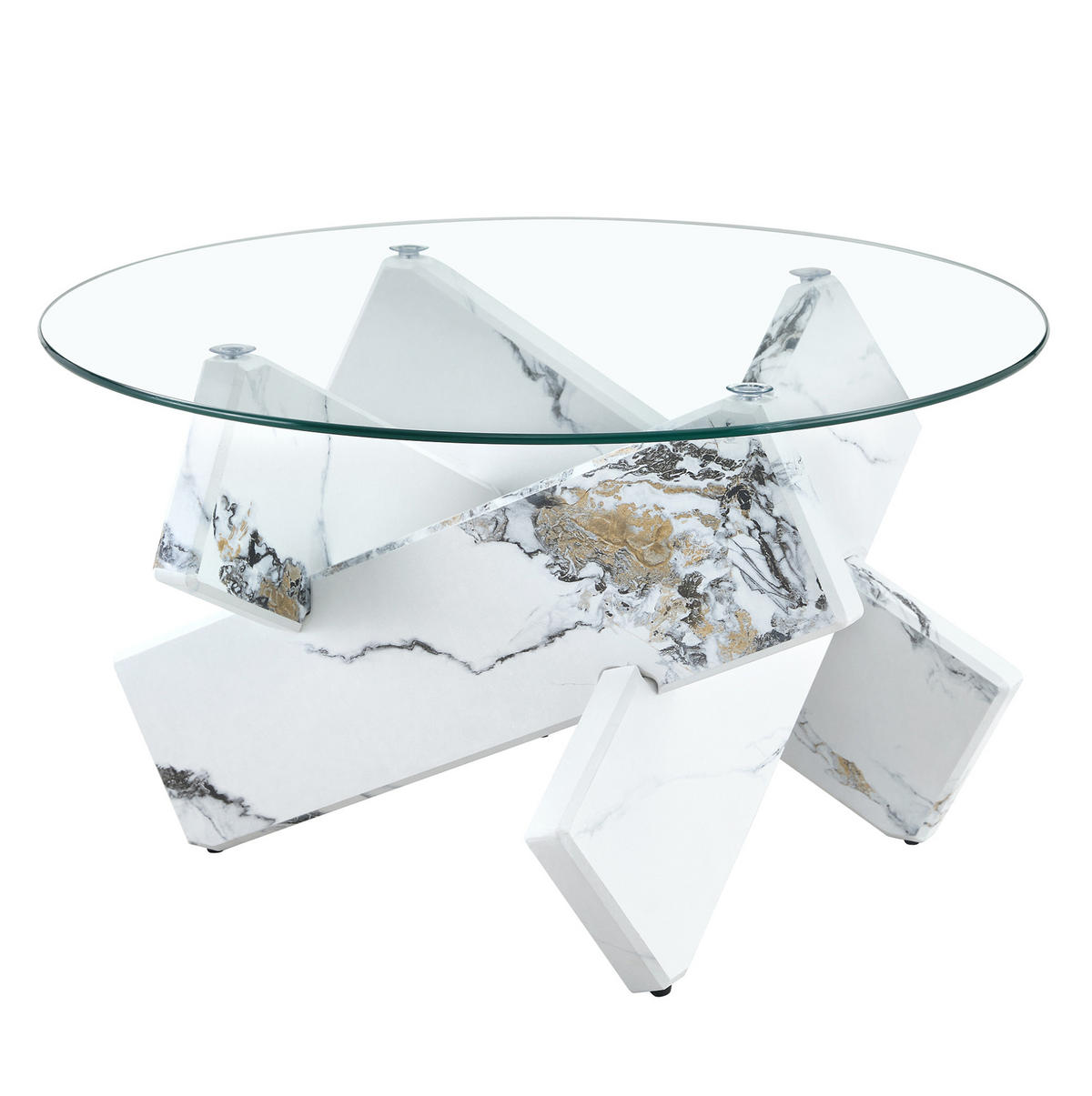 COUCHTISCH 79/45 cm Transparent/Weiß aus MDF und Glas mit Kreuzgestell - Klar, Holzwerkstoff (79/79/45cm) - OKMYHOME
