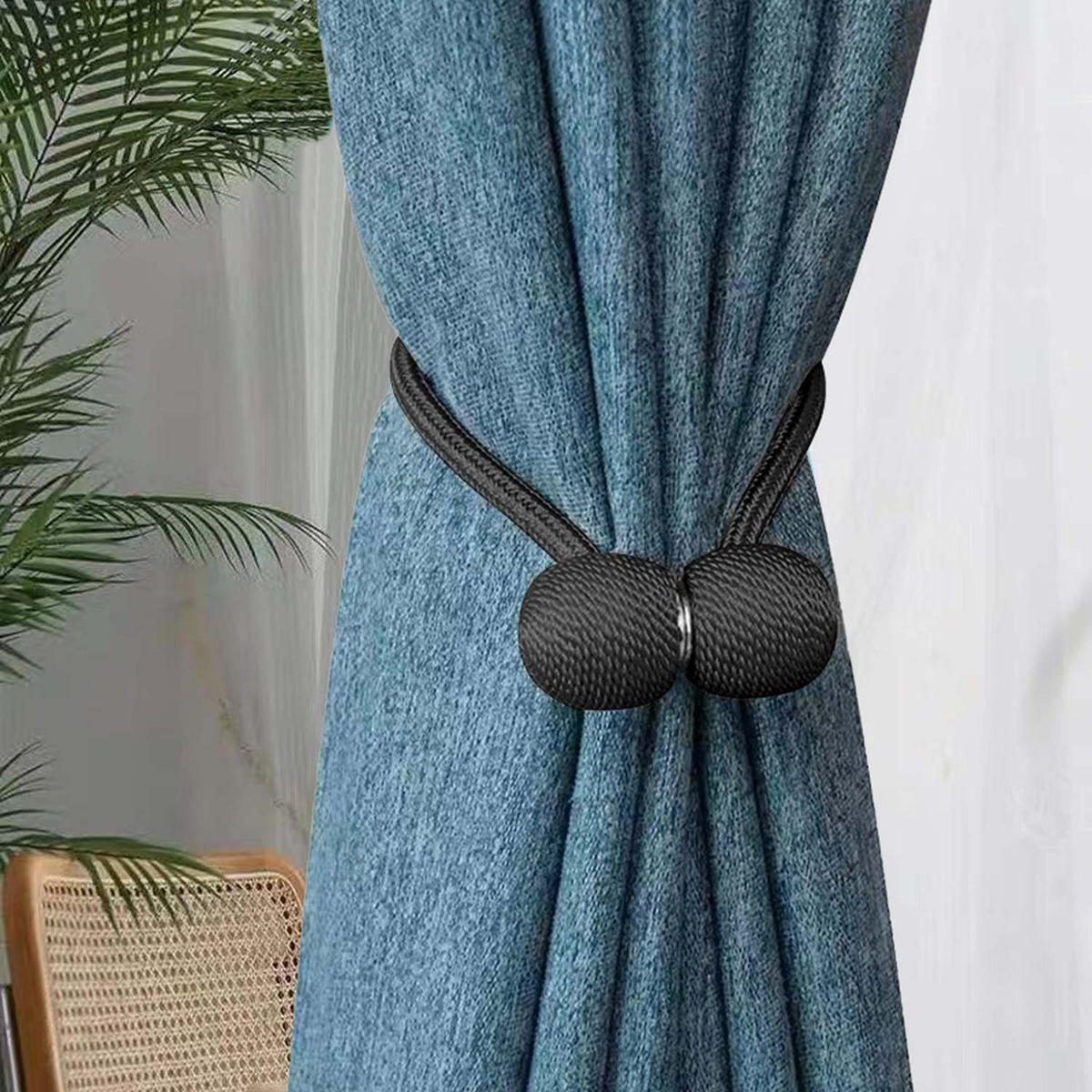 RAFFHALTER SET Gardinenklammer 40/3 cm (2-tlg.) - Schwarz, Kunststoff (3/3/41cm) - Intirilife