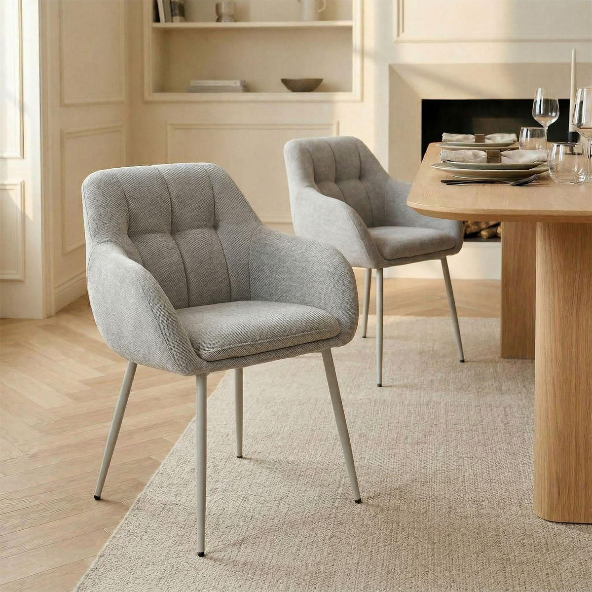 ESSZIMMERSTÜHLE SOMA 2er-Set hellgrau - Hellgrau, Textil (64/83/68cm) - IDIMEX