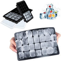 EISWÜRFELFORM 2-teiliges Set Silikon mit Deckel 28-Fach Schwarz - Schwarz, Kunststoff (15/3.1/22.4cm)