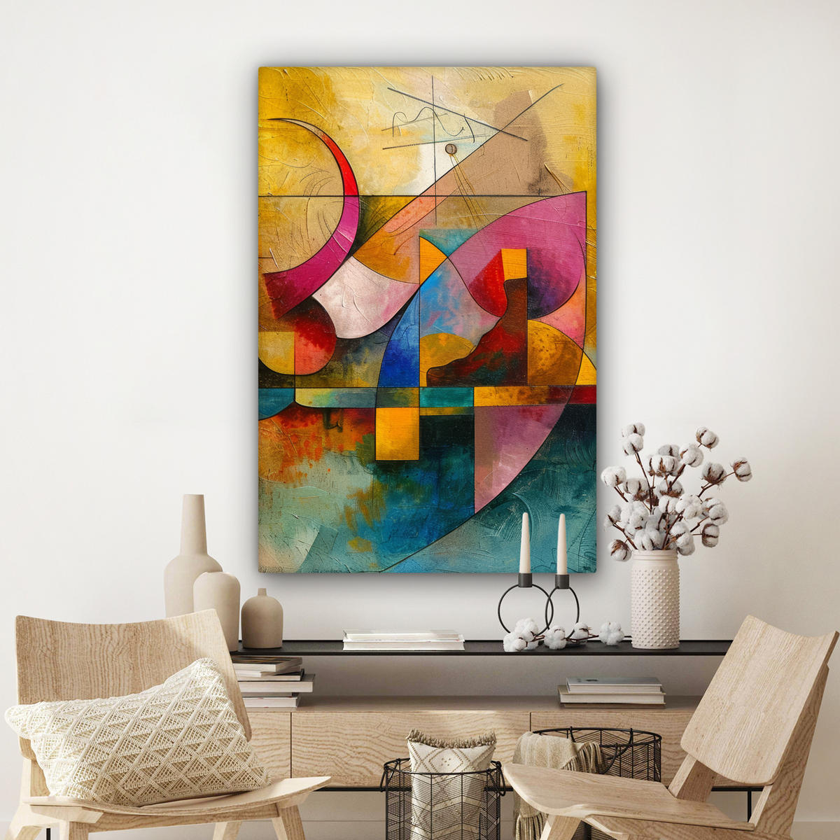 LEINWANDBILD Kunst - Abstrakt - Modern Deko Groß 90x140 cm - Gelb, Textil (90/140cm) - MuchoWow