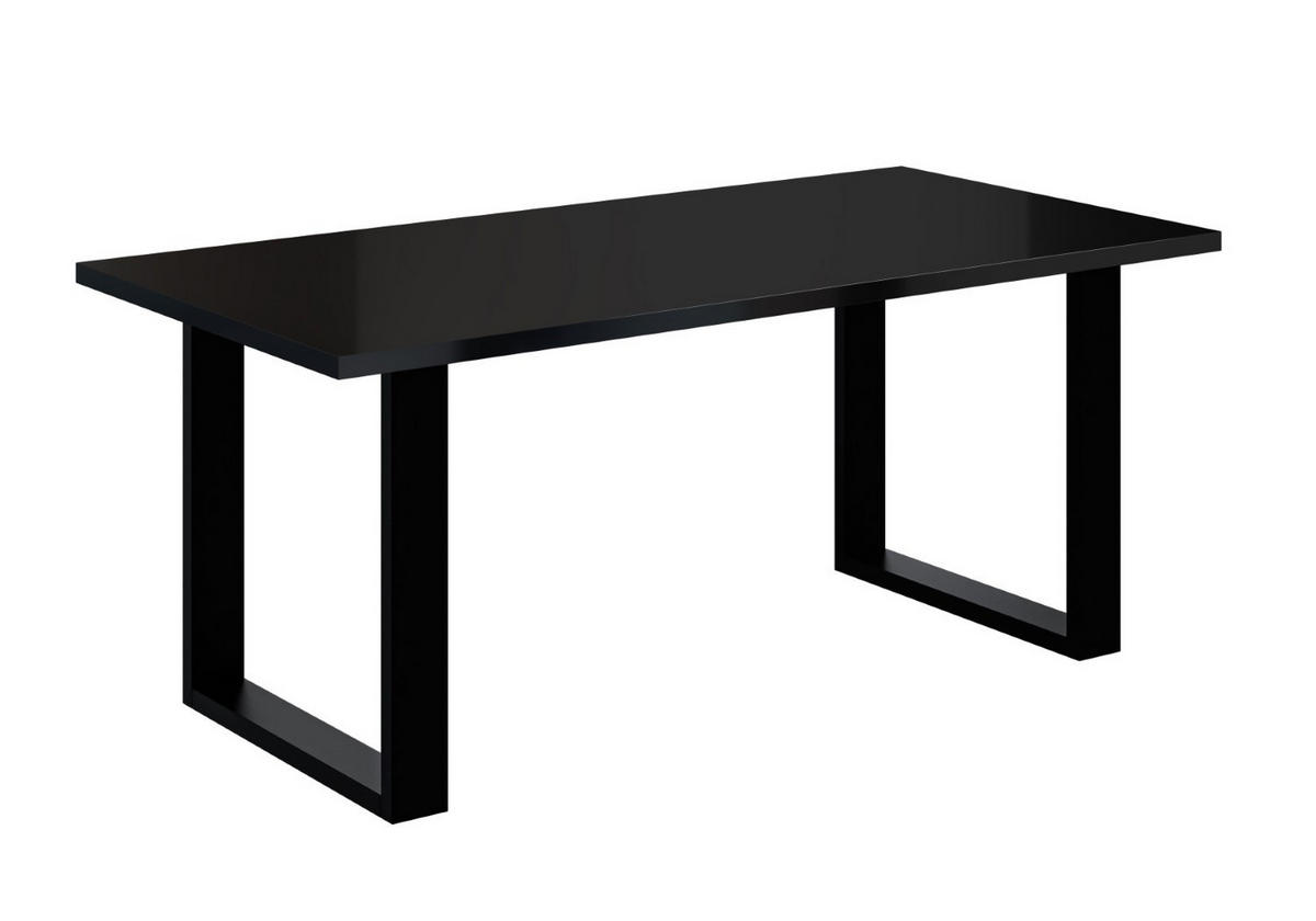 ESSTISCH 160x90x75 cm - Schwarz Hochglanz / Schwarz- KLYN U - Schwarz Hochglanz, Holzwerkstoff (160/90/75cm) - ALTDECOR