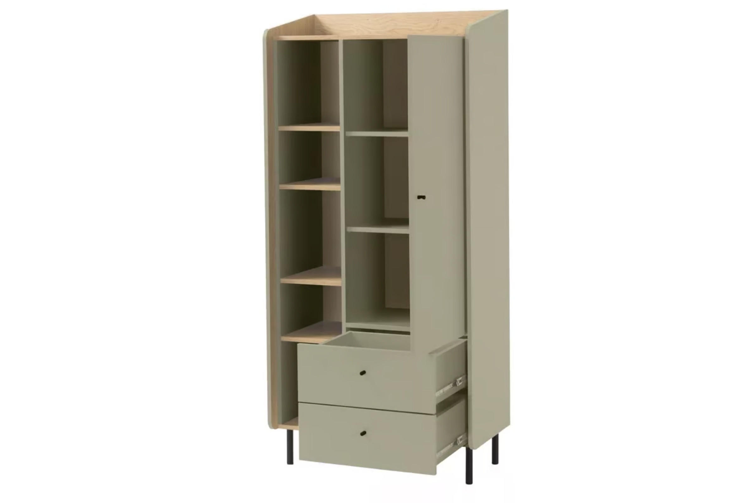 KINDERHOCHKOMMODE ALBI 05 80/42/170 in Eukalyptus / Baltic Düne Eiche - Alteiche/Eukalyptusholzfarben, Holzwerkstoff (80/170/42cm) - Deine Möbel 24