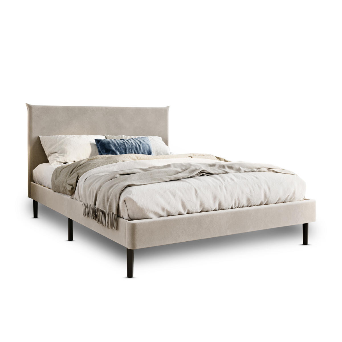 POLSTERBETT 140x200 cm Beige samt - Beige, Textil (140/200cm) - Home Collective