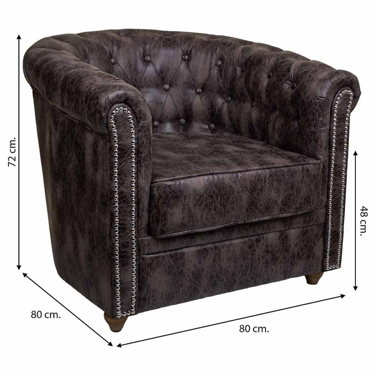 SESSEL gepolstert 80x80x48/72 cm - Braun, Textil (80/72/80cm) - Wanderlust