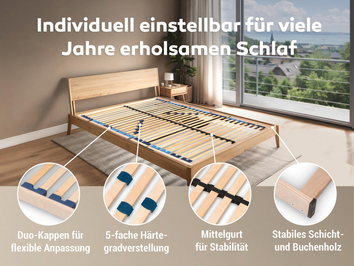 ELEKTRISCHER Lattenrost MAX1, NV Fertig montiert, Größe: 90x200 - Braun, Holz (90/200cm) - Betten-ABC