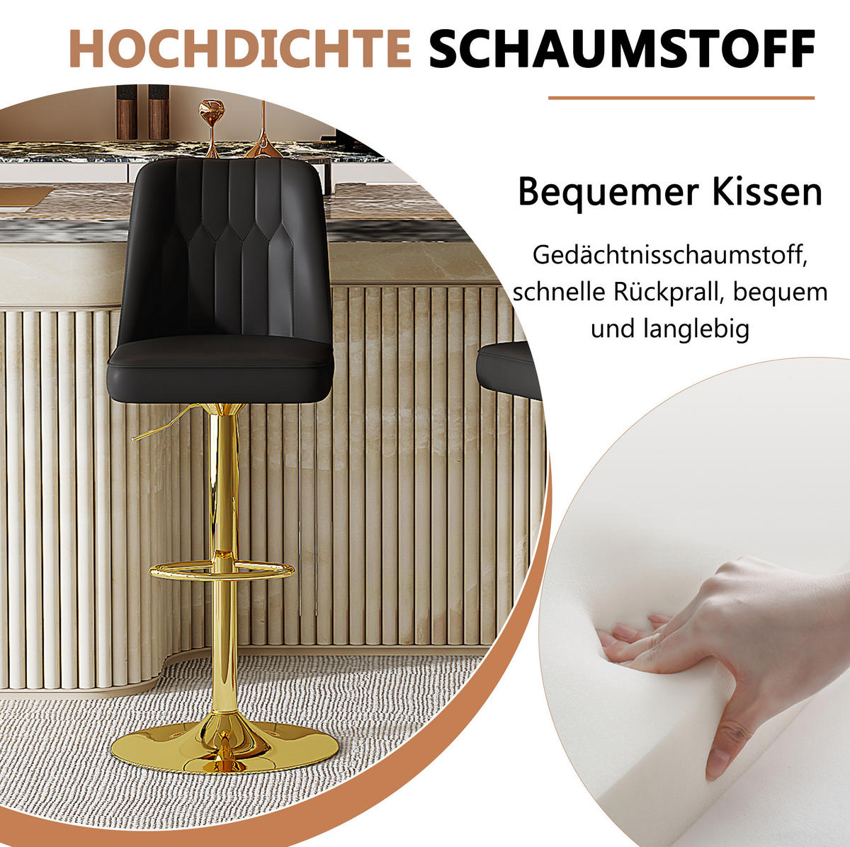 BARHOCKER 2er-Set Schwarz höhenverstellbar und drehbar - Schwarz, Metall (44/117.5/44cm) - MIVRAY