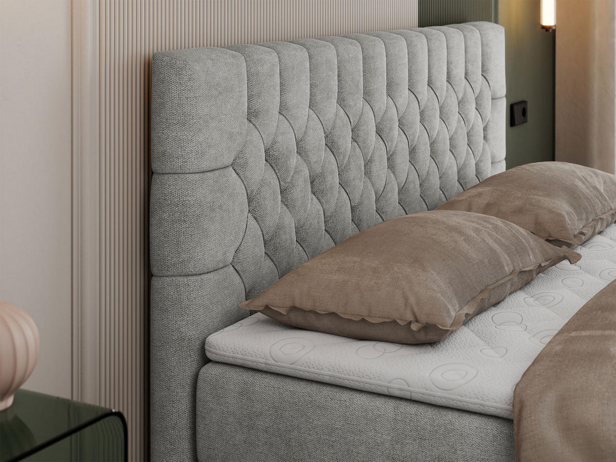 BOXBETT PERA 120/200 Hellgrau Struktur - H3 - Hellgrau, Holz/Textil (120/200cm) - MKS