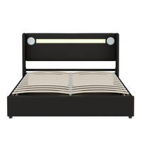 POLSTERBETT 160/200 cm Schwarz aus PU-Leder mit Stauraum - Schwarz, Kunststoff (160/200cm) - OKMYHOME