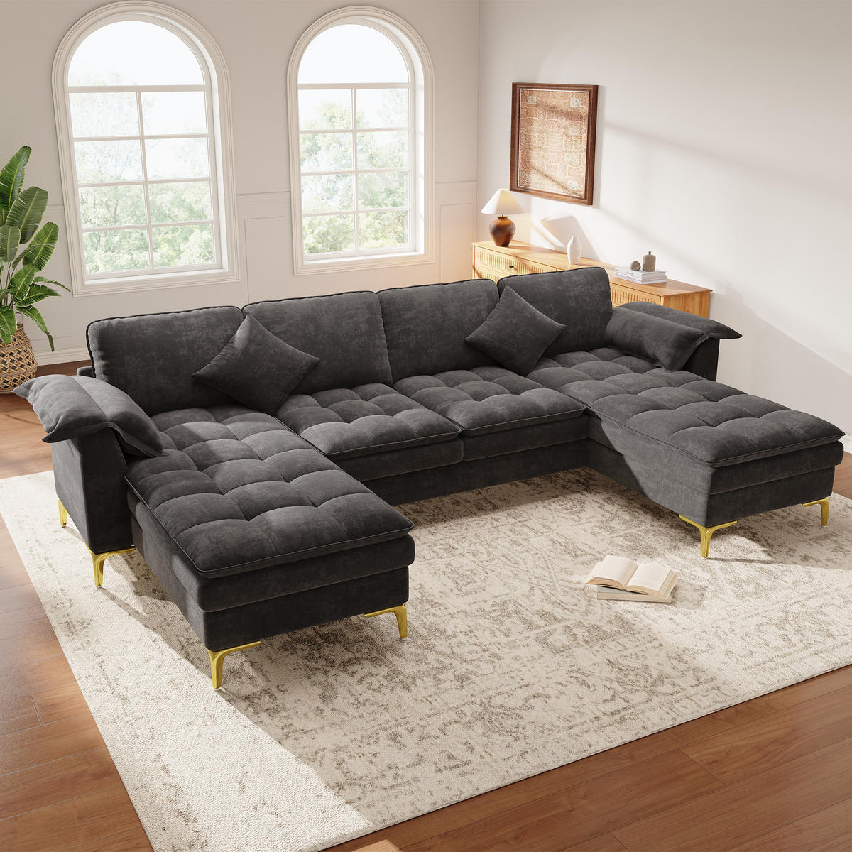 WOHNLANDSCHAFT DE-33295 Cloud-Optik mit 2 Chaiselongues Grau - Grau, Holzwerkstoff (262/86/134cm) - ComfortXL