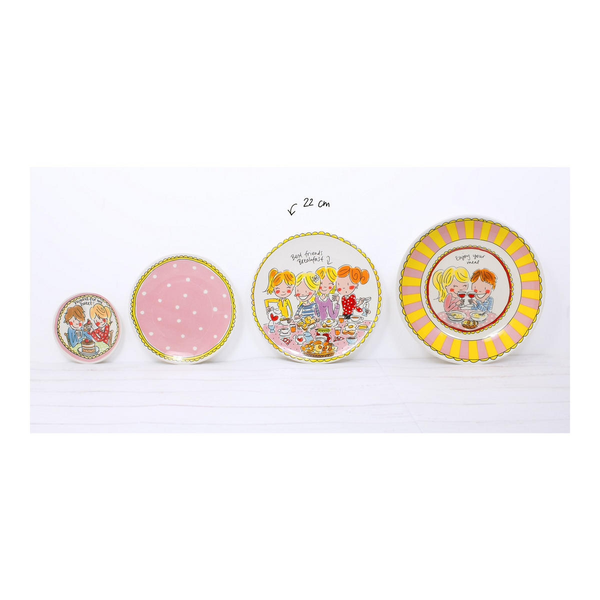 FRÜHSTÜCKSTELLER Punkt in Rosa - 22cm - Pink, Keramik (21.8/21.8/2.5cm) - Blond Amsterdam