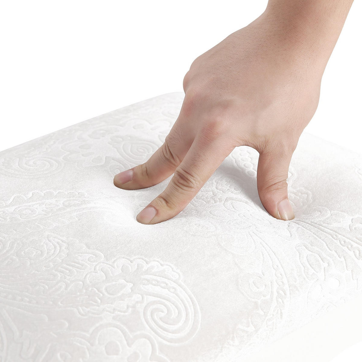 SCHMINKHOCKER, Sitzhocker, MDF Holz, Cremeweiß - Weiß, Holzwerkstoff/Textil (37/48/29cm) - Woltu