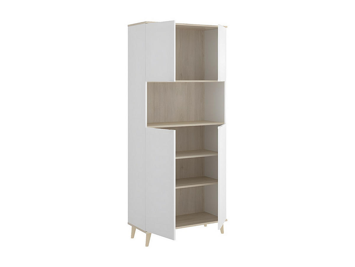 BUFFETSCHRANK - 79.6 cm x 40 cm - holz - naturfarben hell, weiß Wajdi - Weiß, Holz (79/188/40cm) - Vente-Unique