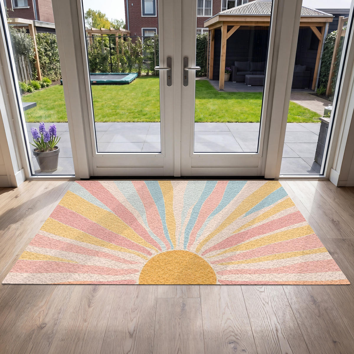 FUSSMATTE Illustration - Sonne - Pastellfarben Sauberlaufmatte 180x120 cm - Hellrosa, Kunststoff (180/120cm) - MuchoWow