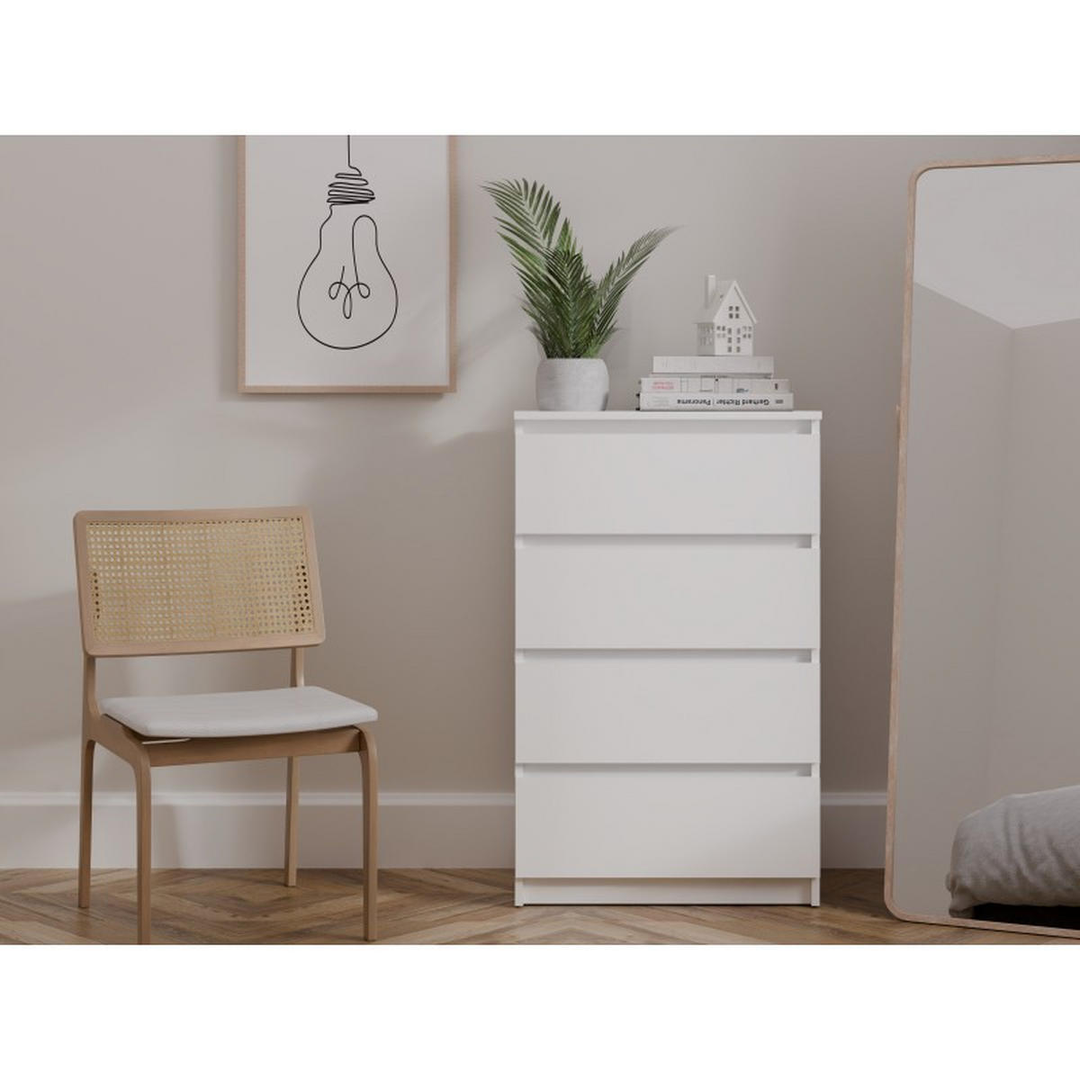 KOMMODE Weiß 60/97,5/34,5 - Weiß, Holzwerkstoff (60/98/35cm) - RAUMHIRSCH FURNITURE