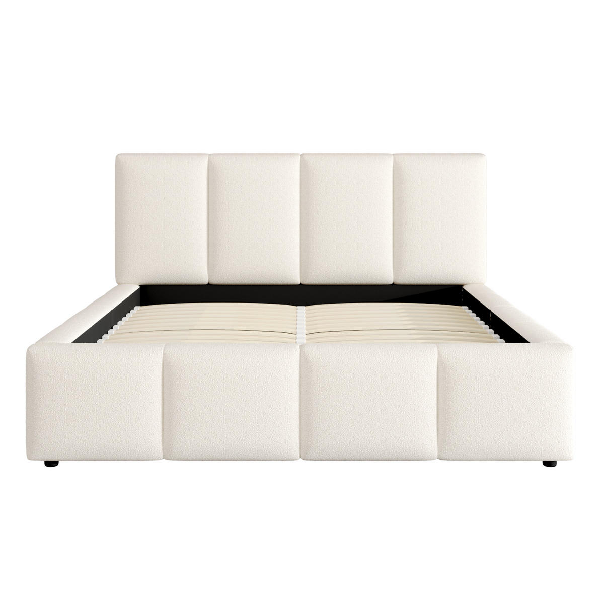POLSTERBETT Beige Bouclé 160x200 Lattenrost Kopfteil - Beige, Leder (160/200cm) - FLIEKS