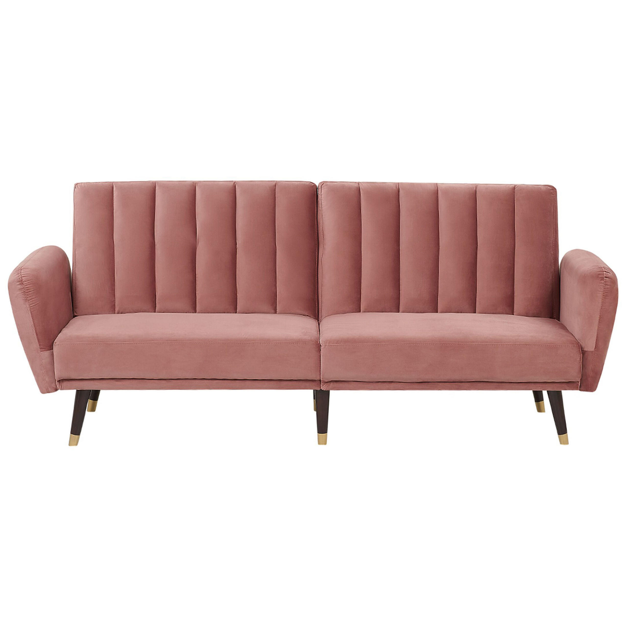 3-SITZER-SCHLAFSOFA Samtstoff Rosa Vimmerby - Pink, Textil (212/90/80cm) - Beliani