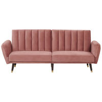 3-SITZER-SCHLAFSOFA Samtstoff Rosa Vimmerby - Pink, Textil (212/90/80cm) - Beliani
