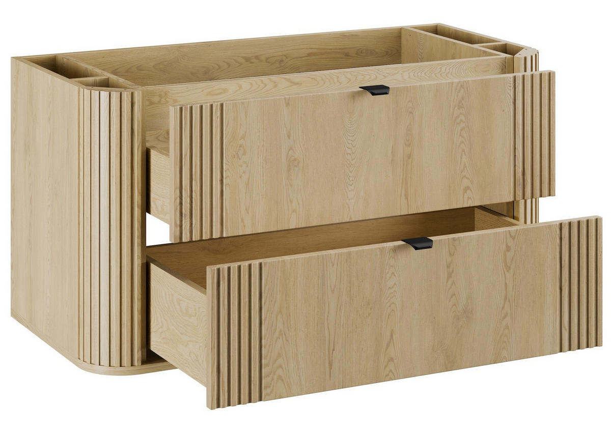 WASCHBECKENUNTERSCHRANK Cremona 2 Schublade Eiche - 100 x 46 x 54 cm - Eichefarben, Holz (100/54/46cm) - Badplaats