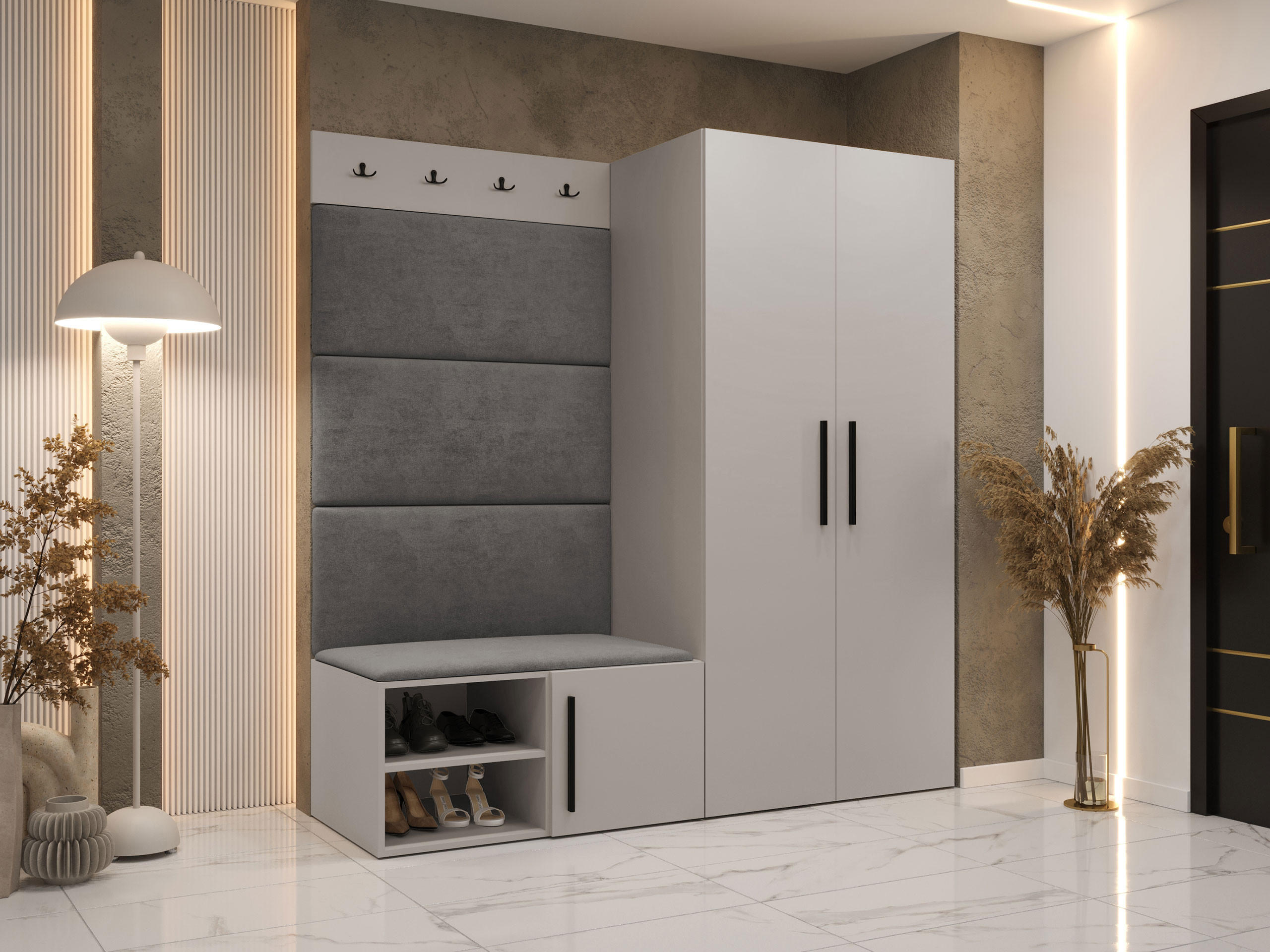 GARDEROBEN-SET Medi I - Kaschmir/Schwarz, Holzwerkstoff/Kunststoff (80/191/50cm) - MIRJAN24