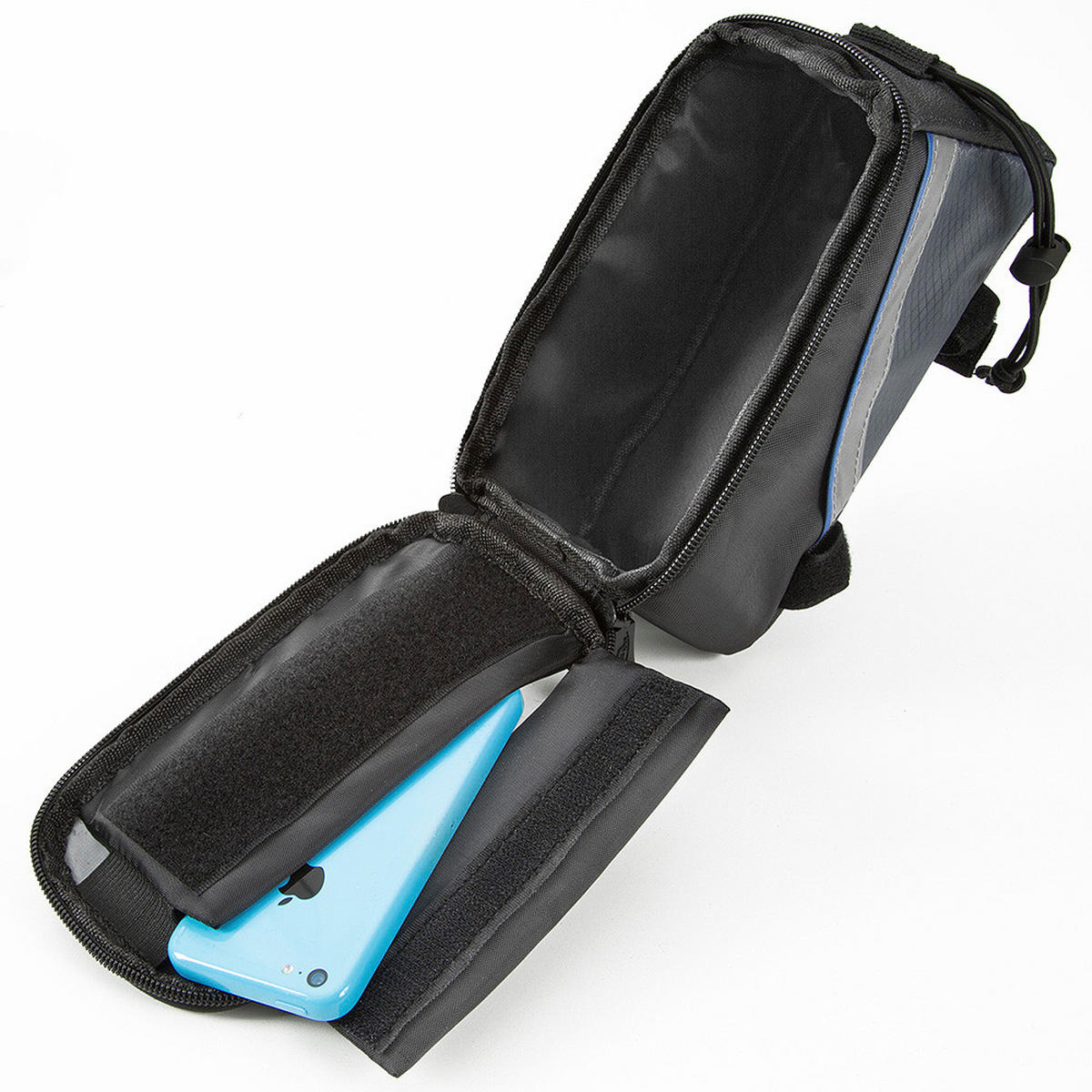FAHRRADTASCHE ,Zusätzliche Spannseil-Sicherung ,schwarz/grau/blau - Schwarz/Grau, Kunststoff (10/10.5/20.5cm) - tectake