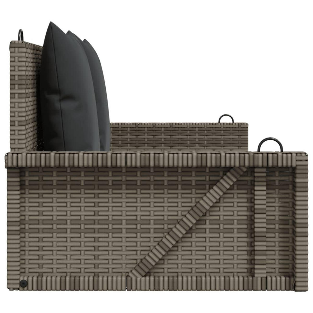 HÄNGEBANK Mit Kissen Grau 119/56/48 Cm Poly Rattan - Grau, Kunststoff (119/48/56cm) - vidaXL