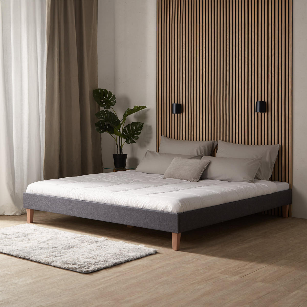 POLSTERBETT mit Lattenrost 180/200 cm in Grau - Grau, Textil (180/200cm) - Homestyle4u
