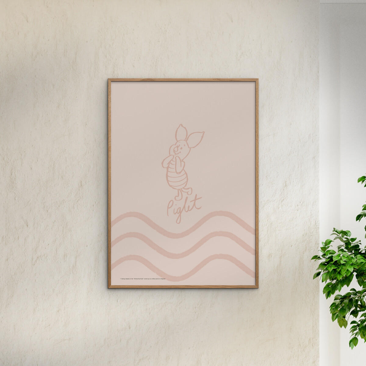 POSTER Disney - Piglet Soft Pink Waves - Pink, Papier (50/70/0.1cm) - Poster&Frame