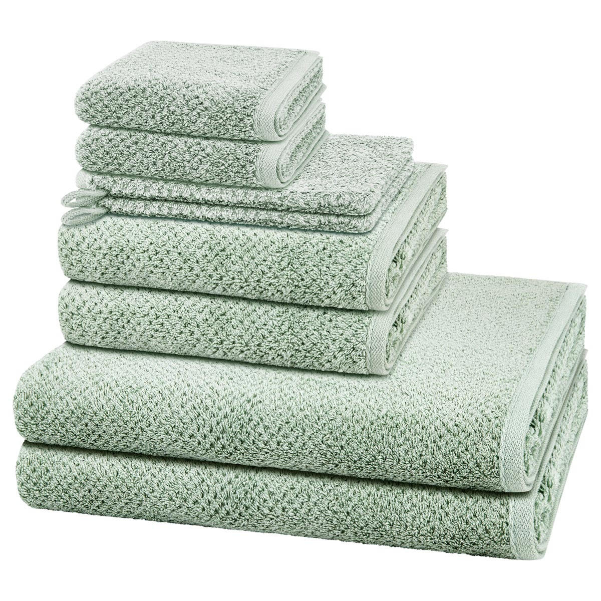 FROTTIERSET Pure 8-teilig - Grün, Textil (50/100cm) - Cawö