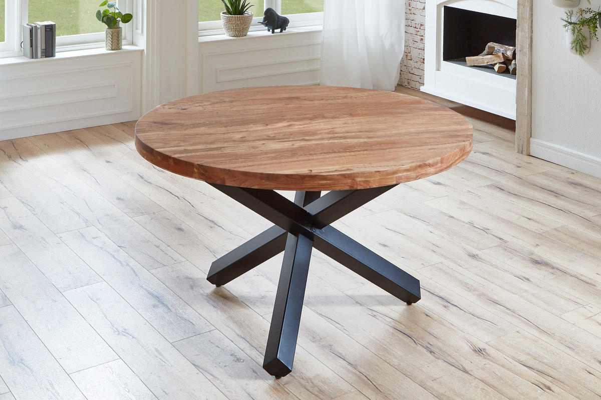 ESSTISCH RUNA - Beige/Schwarz, Holz/Metall (130/130/78cm) - SAM