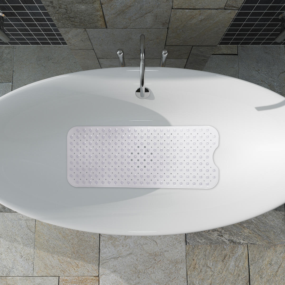 BADEWANNENMATTE - Transparent, Kunststoff (97/39cm) - Relaxdays