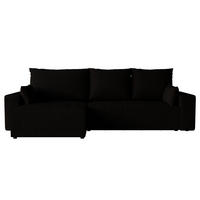 ECKSOFA Tico mit Bettkasten und Schlaffunktion, L-Form/XL-Form, Velourstoff, Universal - Schwarz, Holzwerkstoff (276/145cm) - 4ALL HOME