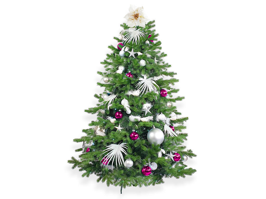 WEIHNACHTSBAUM künstlicher 300 cm, POLAR PINK II, mit 222-teiligem Weihnachtsbaumschmuck, inkl. Metallständer und Aufbewahrungsbox - Pink/Silberfarben, Kunststoff/Metall (180/300cm) - LAALU