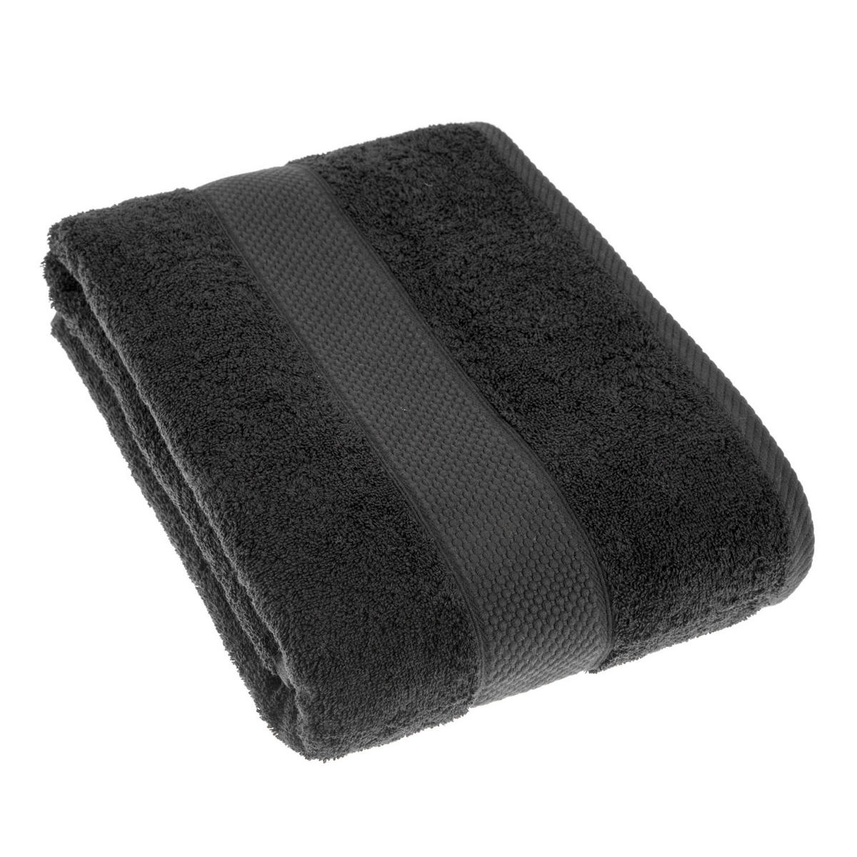 BADETUCH Essential schwarz 100/150 cm - Schwarz, Textil (100/150cm) - Homescapes