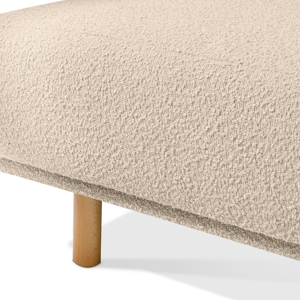 ECKSOFA-LINKS FOSERO, Bouclé - Buchefarben/Creme, Holz/Holzwerkstoff (204/155cm) - KONSIMO®