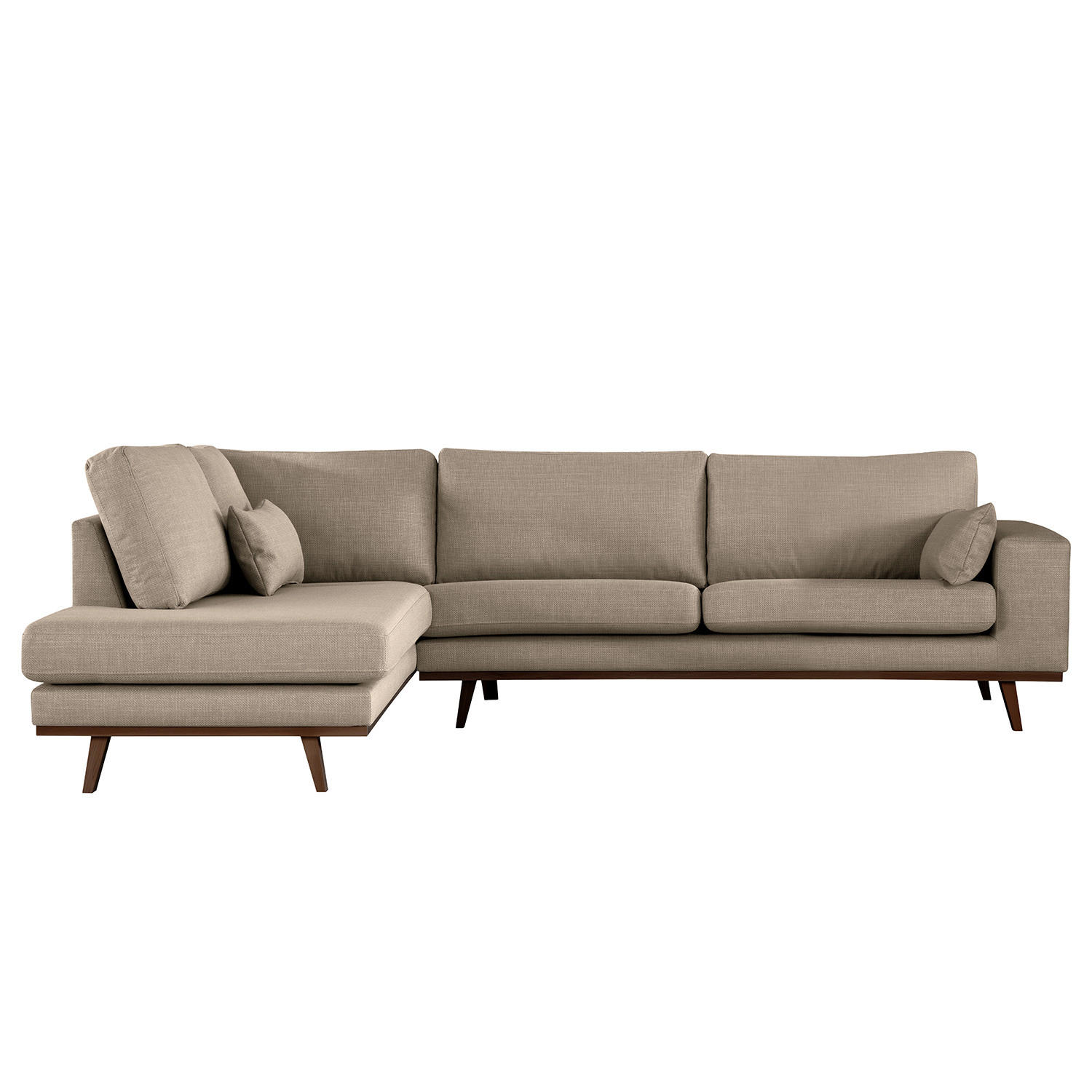 ECKSOFA mit Ottomane - Taupe/Buchefarben, Textil (287/219cm) - home24