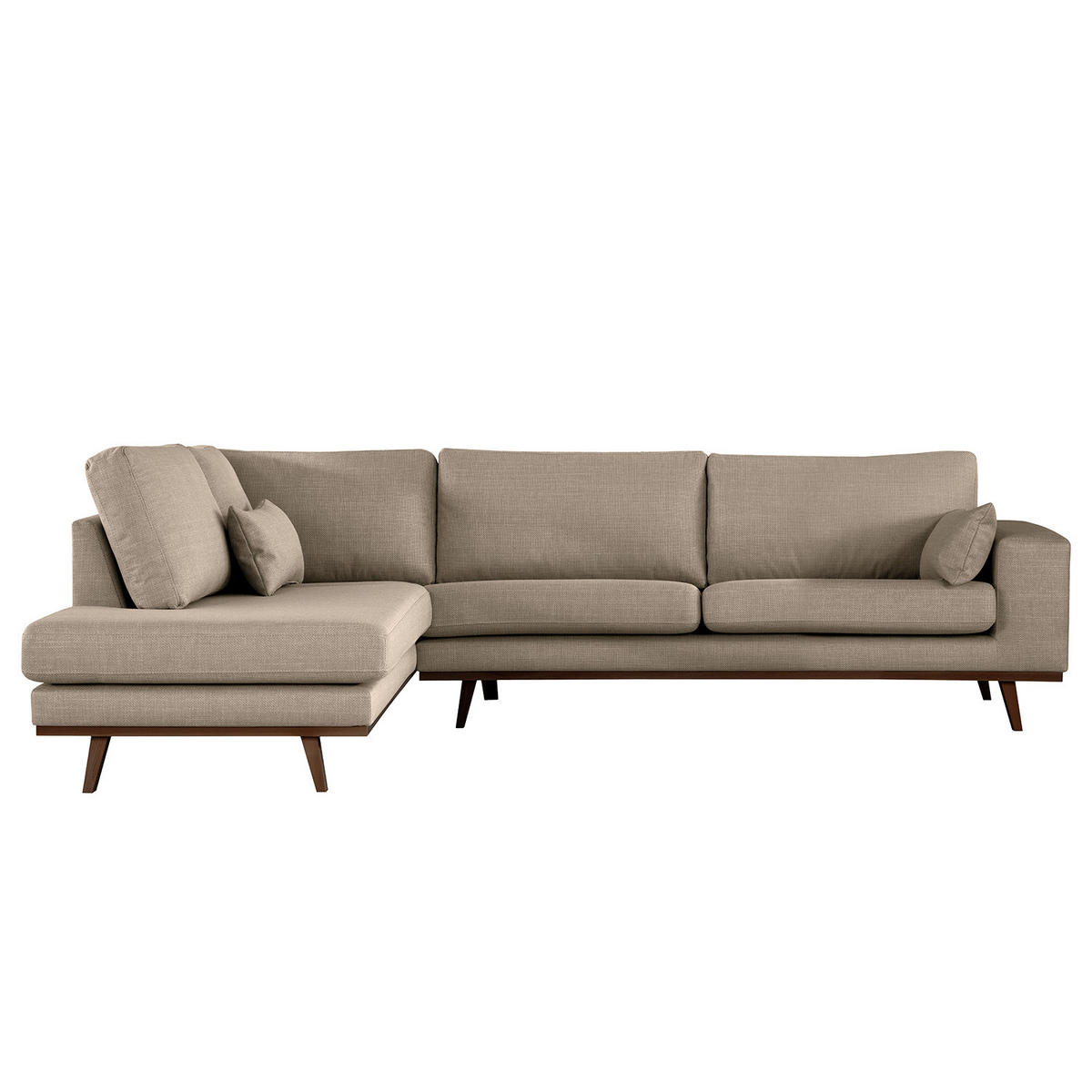ECKSOFA mit Ottomane - Taupe/Buchefarben, Textil (287/219cm) - home24