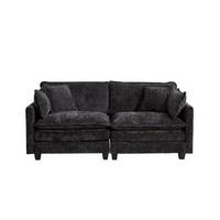2-SITZER-SOFA aus Chenille mit modularem Design, schwarz - Schwarz, Textil (75/84/198cm)