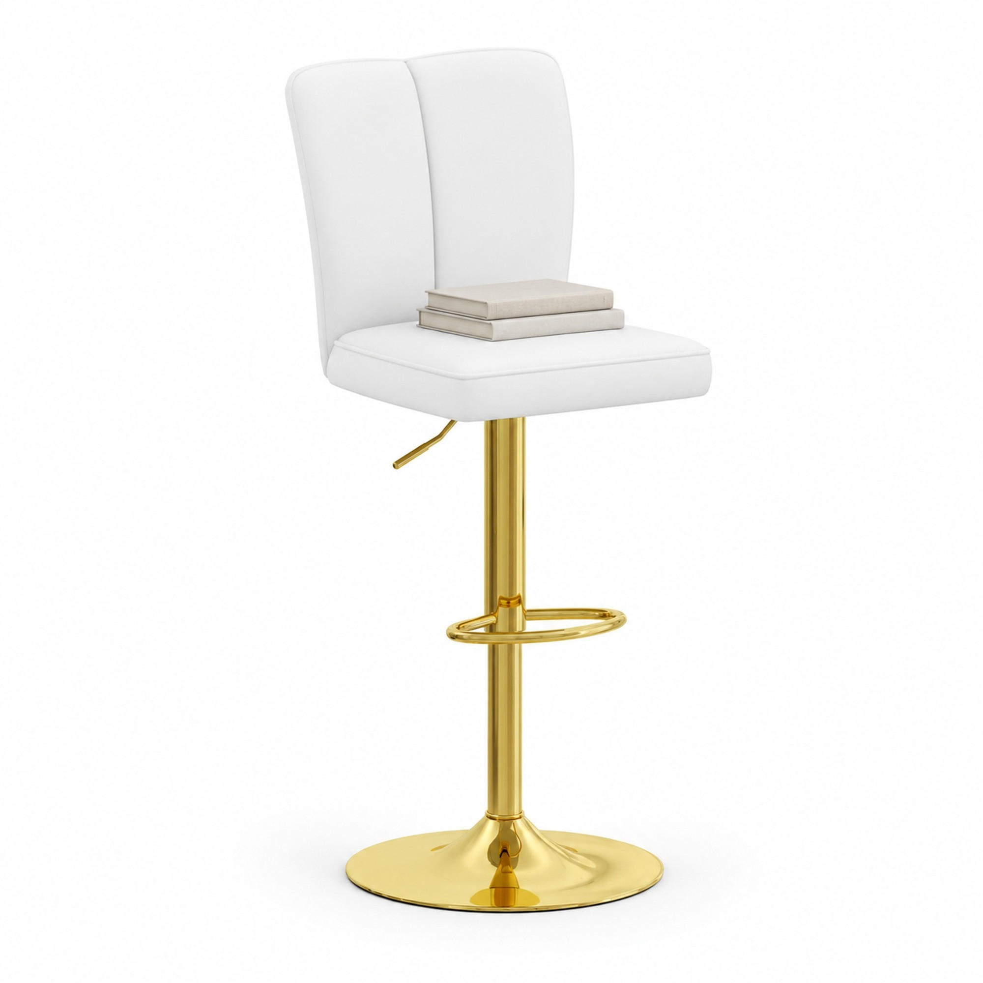 BARHOCKER 2er-Set Weiß/Gold höhenverstellbar und 360° drehbar - Weiß, Metall (44/117.5/44.5cm) - MIVRAY
