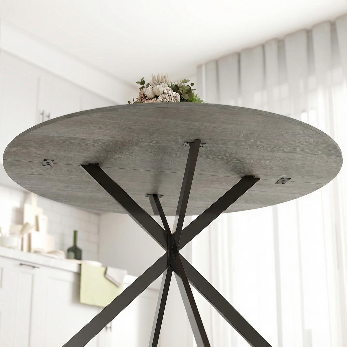 MATBORD av spånskiva och stål, grå - Grå, Metall (100/100/75cm) - HOMCOM