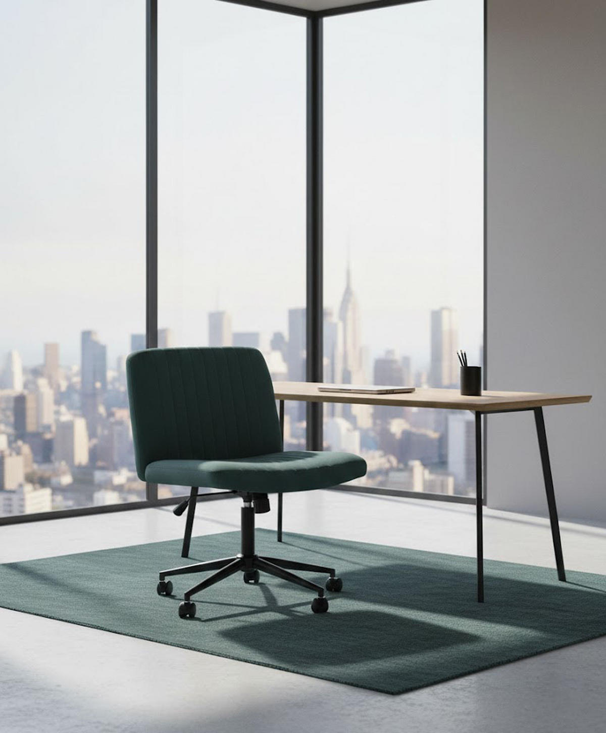 BÜROSTUHL Lynox Samt grün - Schwarz/Grün, Metall (62/98/65cm) - TPFLiving
