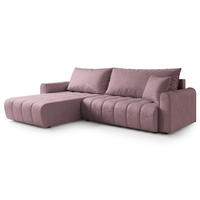 ECKSOFA FRIGA Lila Velours-Stoff mit Schlaffunktion - Lila, Holz (283/185cm) - MASSENO